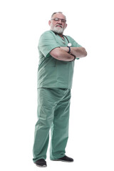 Fototapeta premium in full growth. smiling adult doctor looking at the camera