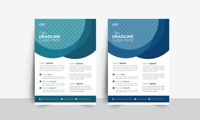 Corporate business flyer template design set with blue, marketing, business proposal, promotion, vector illustration template in A4 size