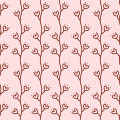 Drawn Heart cute Seamless pattern, love design on red background, Valentine's day Texture