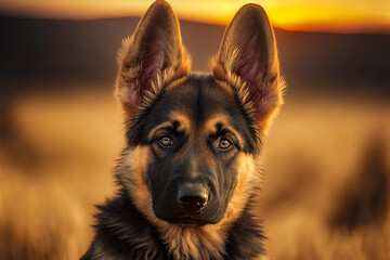 Obraz na płótnie Canvas German shepherd puppy. Portrait of a german shepherd dog. generative ai. Dog portrait
