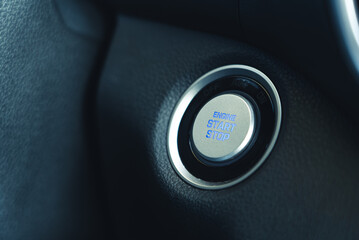 Engine start button. A new and pleasant way of starting the vehicle. New vehicles only. High quality photo