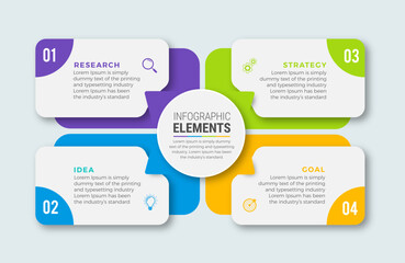 Business infographic template design icons 4 options or steps