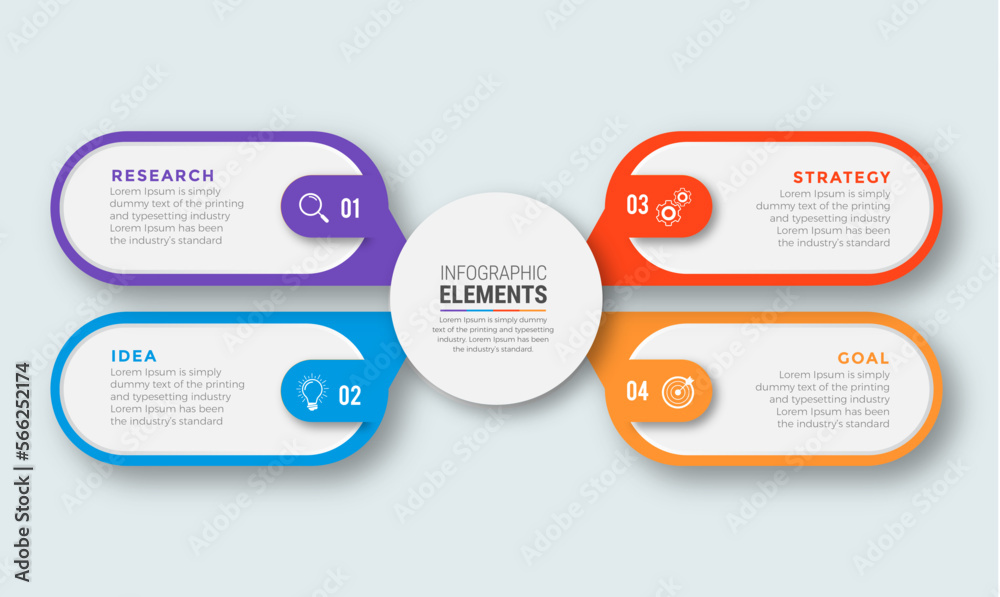 Sticker Business infographic template design icons 4 options or steps