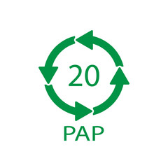Paper recycling symbol PAP 20. Vector illustration