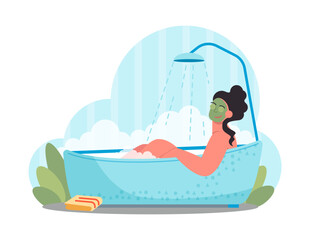 Summer holiday concept. Female character relaxing and resting