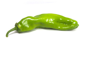 An Italian sweet green pepper (Capsicum annuum) isolated on a white background