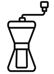coffee grinder icon, vector coffee grinder illustration, coffee mill icon, editable stroke, item to grind coffee, manual grinder