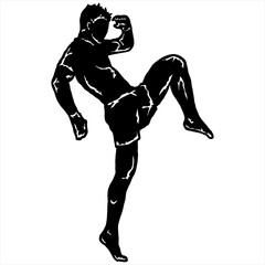 illustration of muay thai fighter vector logo
