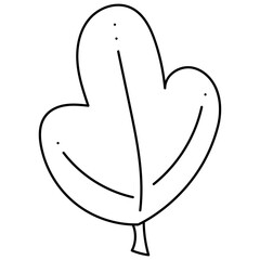 Leaf doodle abstract third. Hand drawn outline vector illustration.