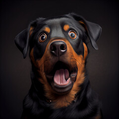 Fototapeta premium Cute funny shocked rottweiler