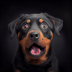 Fototapeta premium Cute funny shocked rottweiler