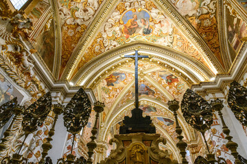 Interior of the Church of The Certosa di Padula well known as Padula Charterhouse is a monastery in...