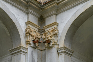 Decorazioni interni of main cloister of Certosa of The Certosa di Padula well known as Padula Charterhouse is a monastery in the province of Salerno in Campania, Italy