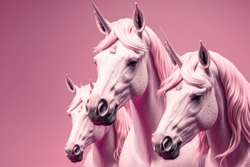 Adorable Unicorn Pony With Pink Mane. Generative ai