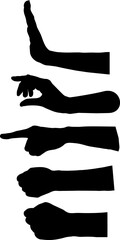 Hand gesture vector silhouette set. Concept of hand gestures