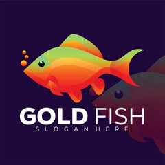 vector illustration gold fish gradient logo colorful