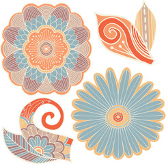 Hand Drawn Mandala and Decorative elements, Floral vector Illustration For clothing, home decor, cards and templates, scrap booking, post cards, frames.
