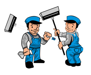 picture of a cleaning service officer with his equipment