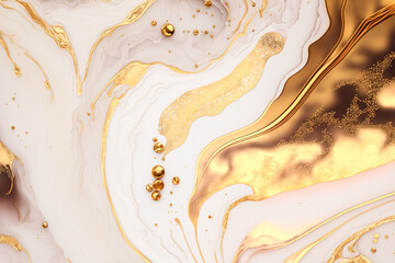 Abstract golden pastel colorfuls marble liquid alcohol painting background. Generative AI