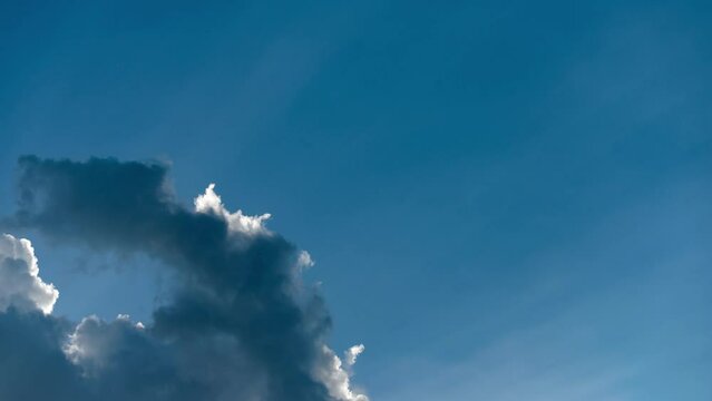 Time Lapse of Fast Moving Clouds and Sunays Against the Blue Sky Background