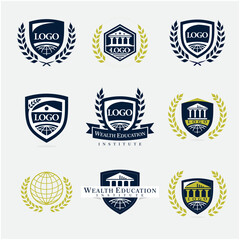 various versions of the shield and wheat logos