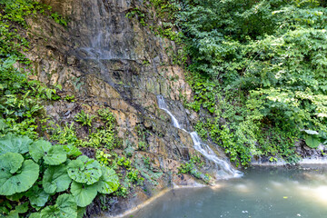 Russia, Sochi, Krasnodar Territory, Chvizhepse Mineral spring in Sochi. Artificial waterfall
