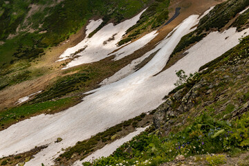 Russia, Sochi, Krasnaya Polyana. Summer landscapes of the Caucasus mountains in Rosa Khutor 