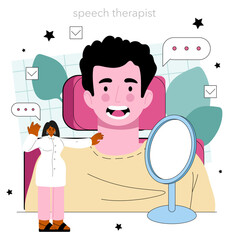 Speech therapist concept. Didactic correction and speech treatment.