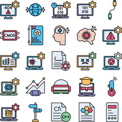 Computer Science, Computer Science icons set, Computer Science vector icons, Computer Science icons pack, Computer icons set, Computer vector icon, Programing icons set, Computer Science Fill icons