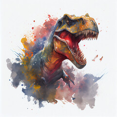 Tyrannosaurus T Rex Dinosaur watercolor style, AI Generative