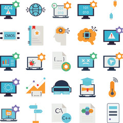 Computer Science, Computer Science icons set, Computer Science vector icons, Computer Science icons pack, Computer icons set, Computer vector icon, Programing icons set, Computer Science Flat icons