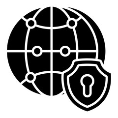 Conceptual solid design icon of global security 