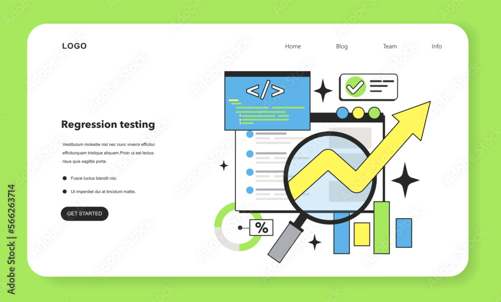 Poster regression testing technique web banner or landing page. software
