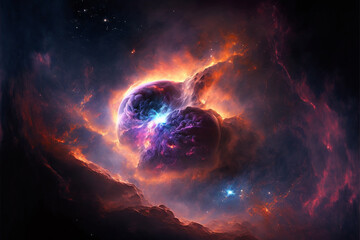 Valentine Background nebula galaxy universe heart Genarative AI