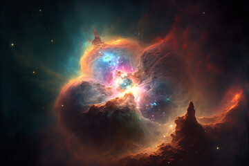 Valentine Background nebula galaxy universe heart Genarative AI