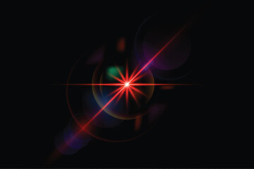 Light lens flare red effect with vector sun light.
