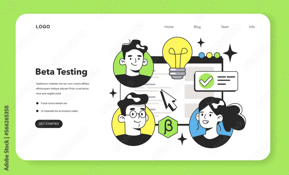 Poster beta testing technique web banner or landing page. software testing
