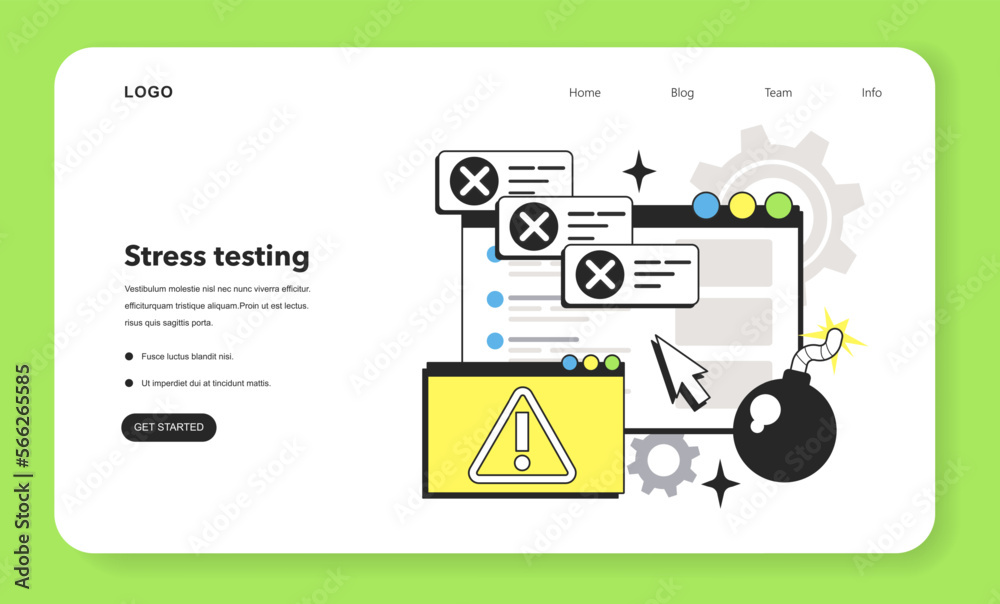 Poster stress testing technique web banner or landing page. software testing