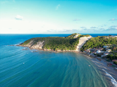 Aerial view of ponta negra beach and morro do careca in the city of natal, rio grande do norte, brazil