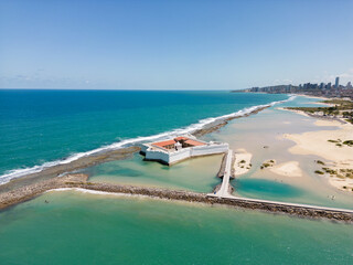 Obraz premium Aerial photo of forte dos reis magos in the city of natal, rio grande do norte, brazil