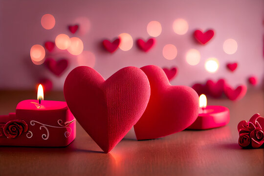 Pink Valentines day hearts background