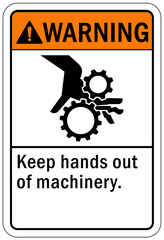 Machine guarding sign and labels keep hand out of machinery