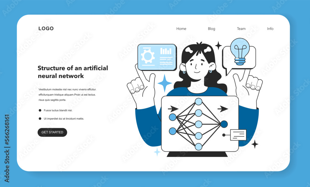 Poster structure of an artificial neural network web banner or landing page.