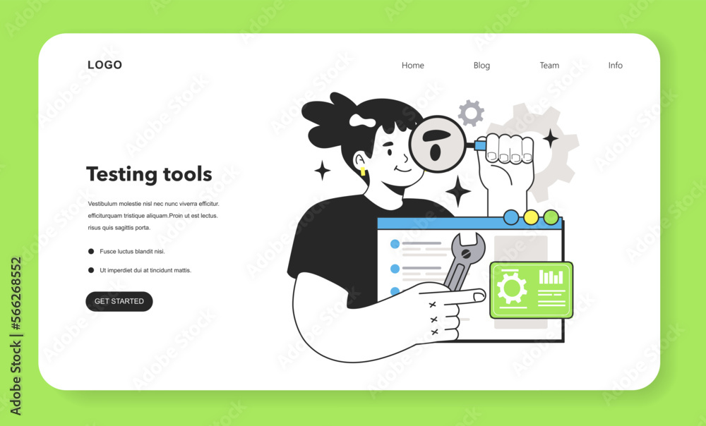 Poster software testing and debugging web banner or landing page. it specialist
