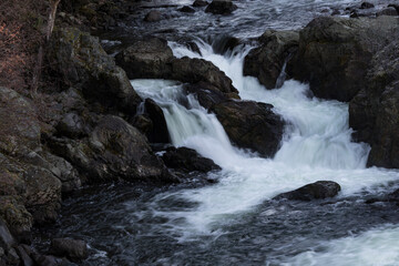 Naklejka premium Pure rushing water at Chance Creek on scenic Sea to Sky Highway in British Columbia, Canada