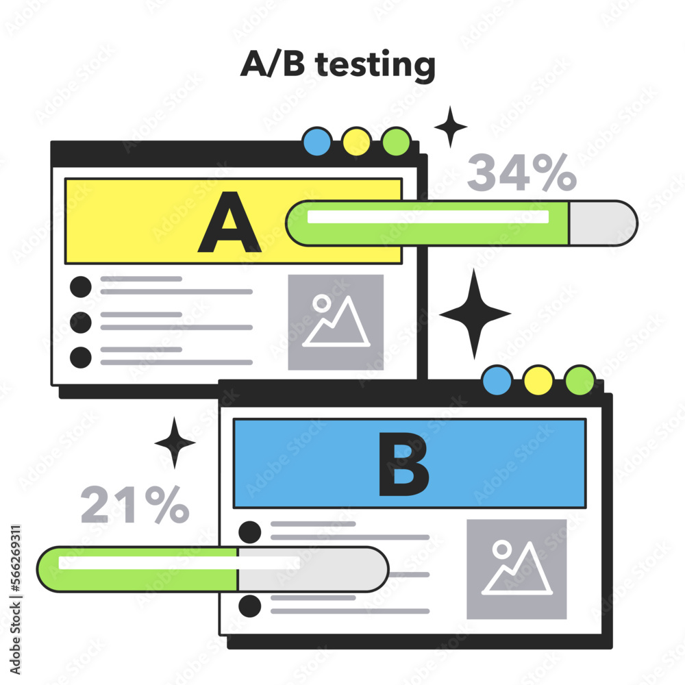 Poster ab testing technique. software testing methodology. it specialist