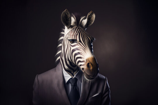 Generative AI of zebra in suit