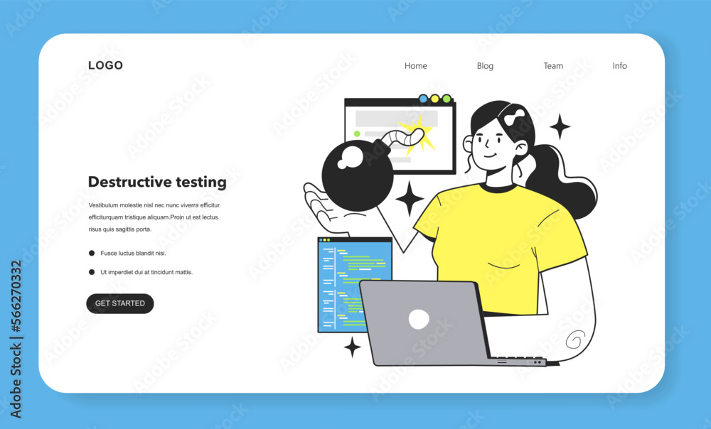 Poster destructive testing technique web banner or landing page. software