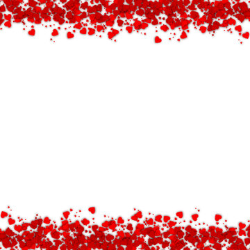 Love valentine background with red petals of hearts on transparent background. Vector banner, postcard, background.The 14th of February. PNG image	