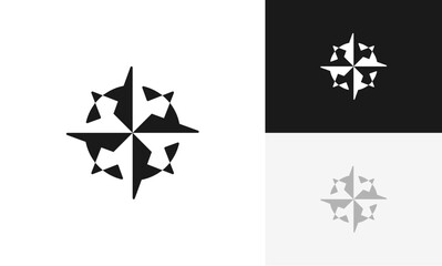 compass abstract logo icon design vector